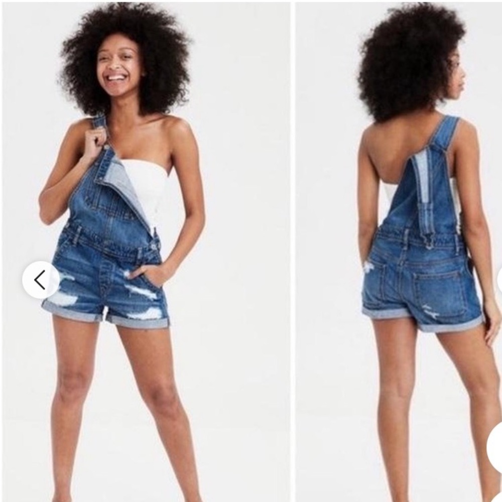 American Eagle Outfitters Blue Denim Overalls shorts